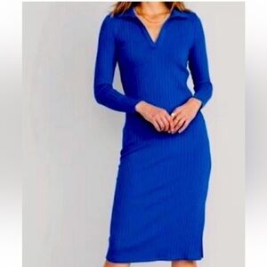 Old Navy Blue Ribbed Long Sleeve MIDI Dress